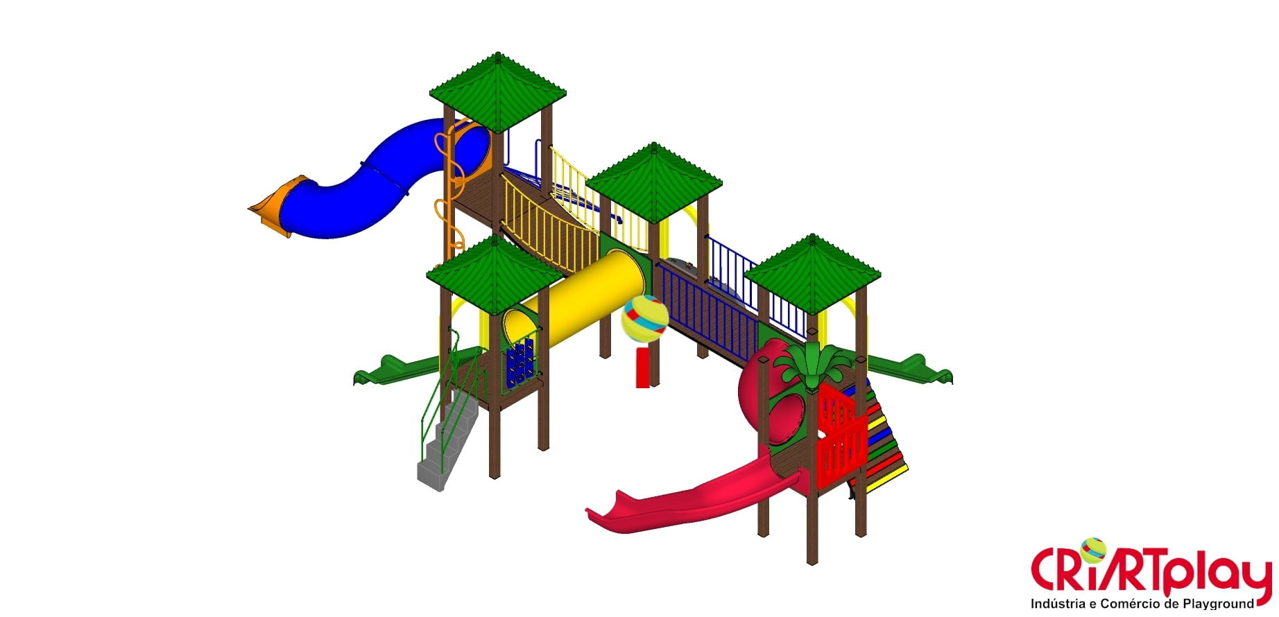 Playground Modular de Madeira Plástica - CMP - 2035