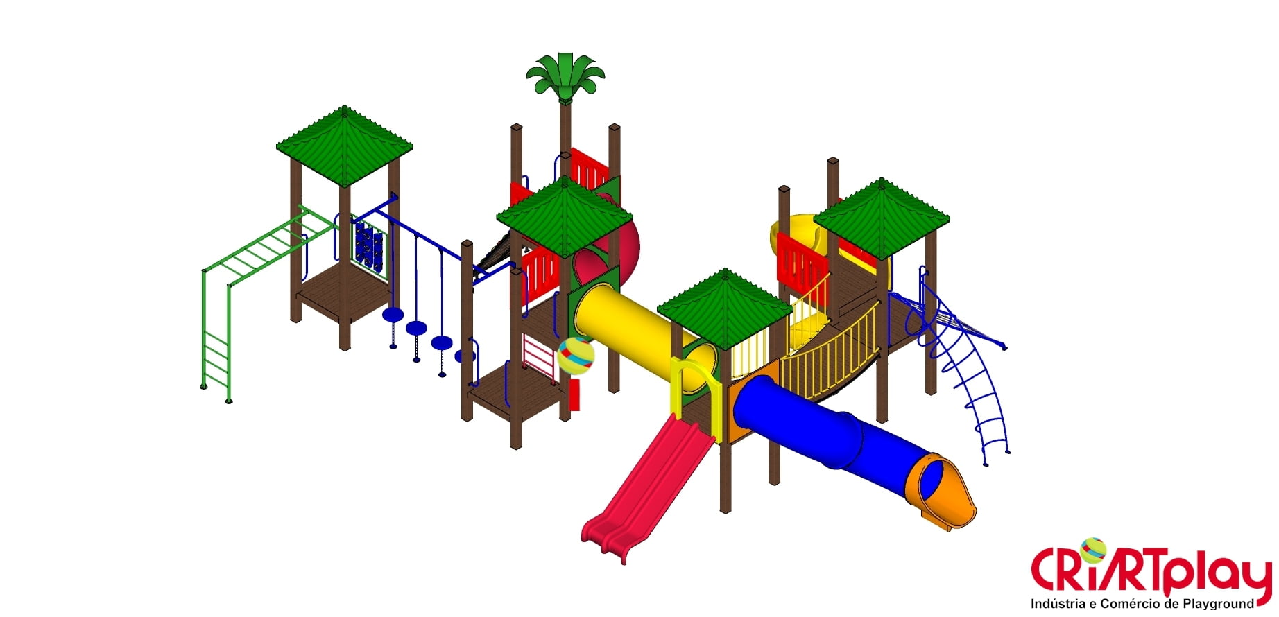Playground Modular de Madeira Plástica - CMP - 2037