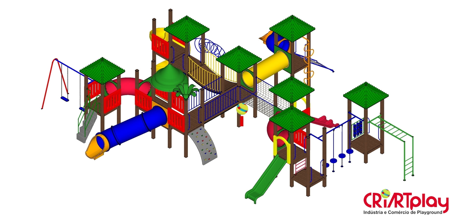 Playground Modular de Madeira Plástica - CMP - 2038
